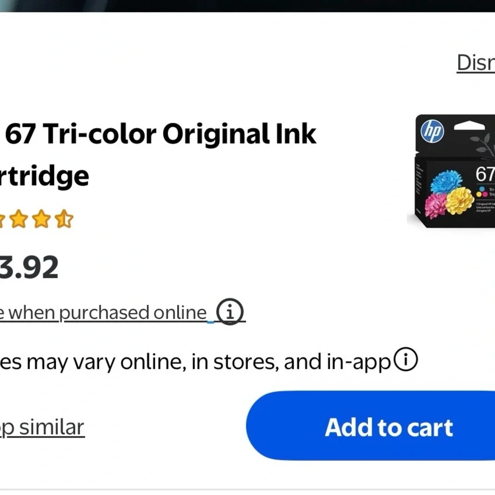 HP PRINTER INK 67 XL black and color combo